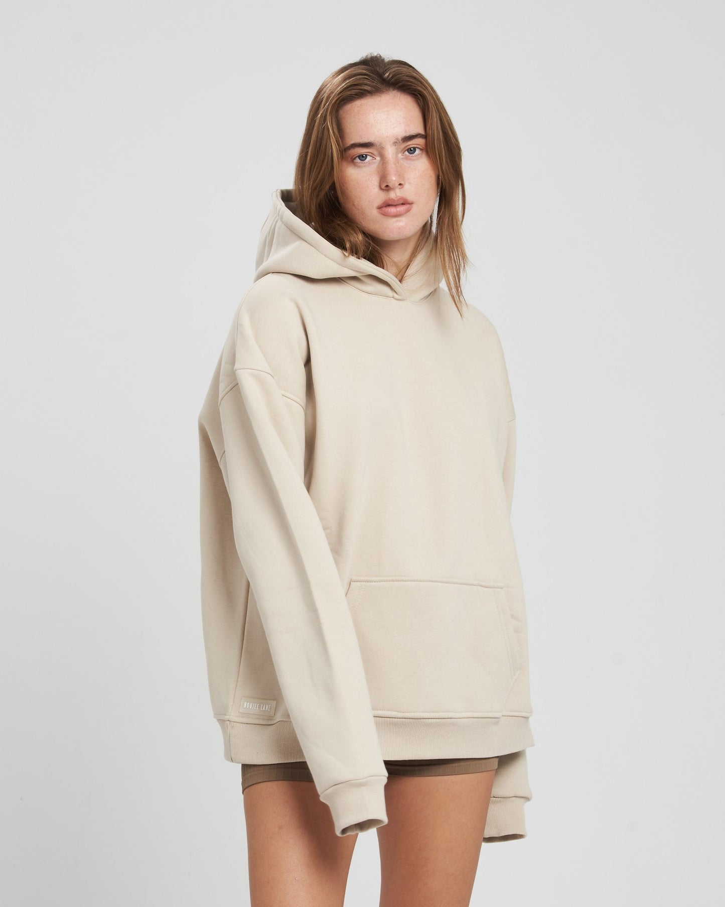 Beige oversized unisex hoodie