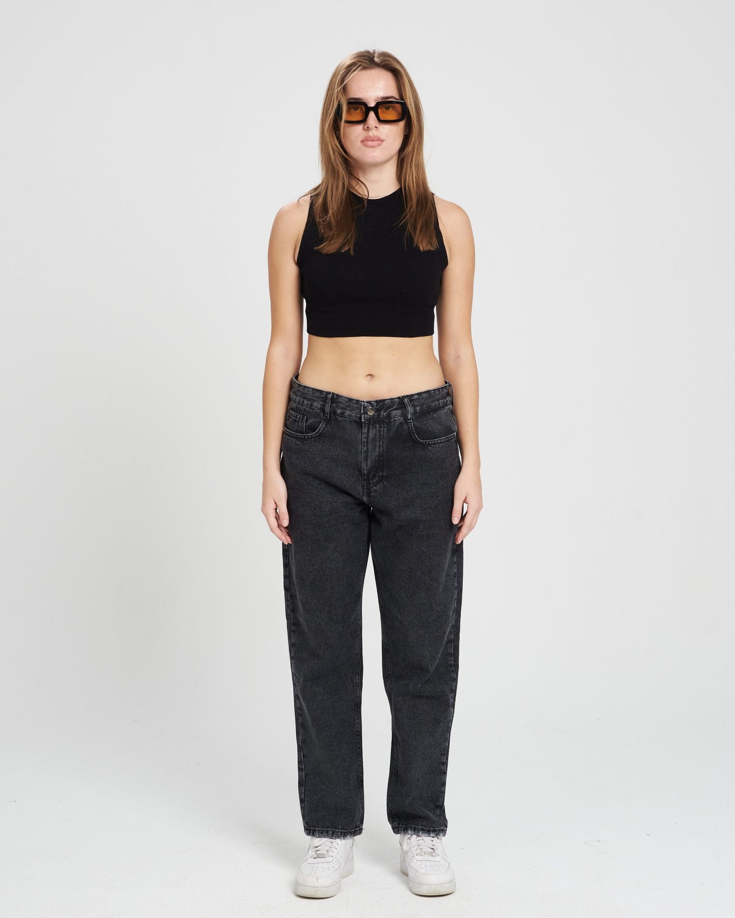 Washed Grey Unisex Wide Leg Jeans