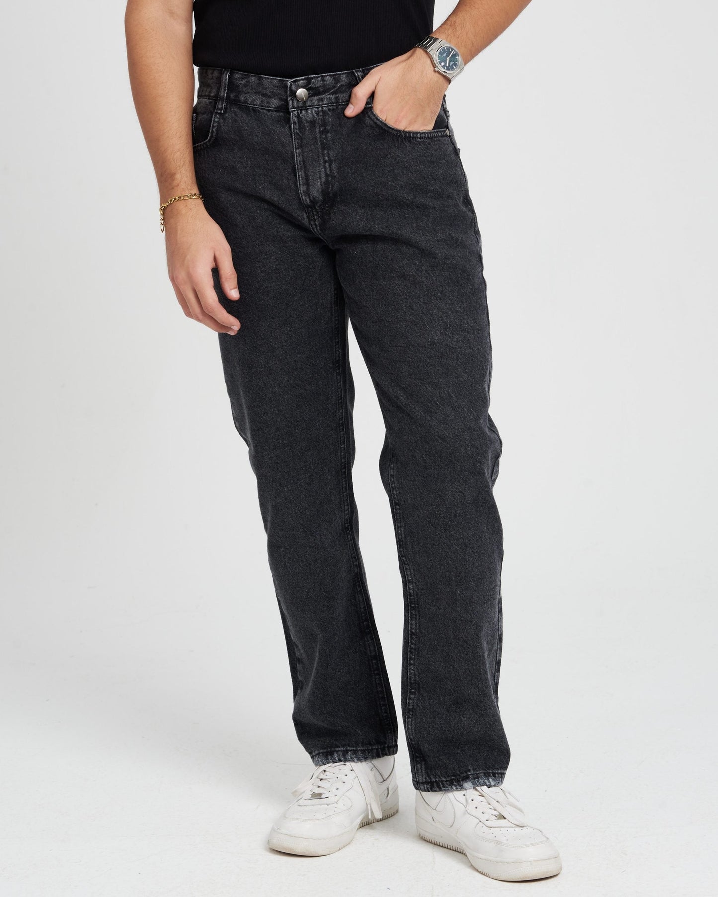 Washed Grey Unisex Wide Leg Jeans