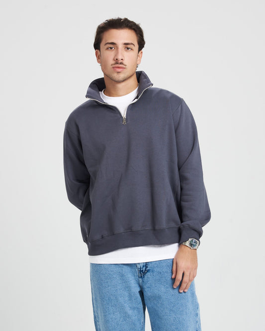 Grey Quarter zip unisex sweatshirt