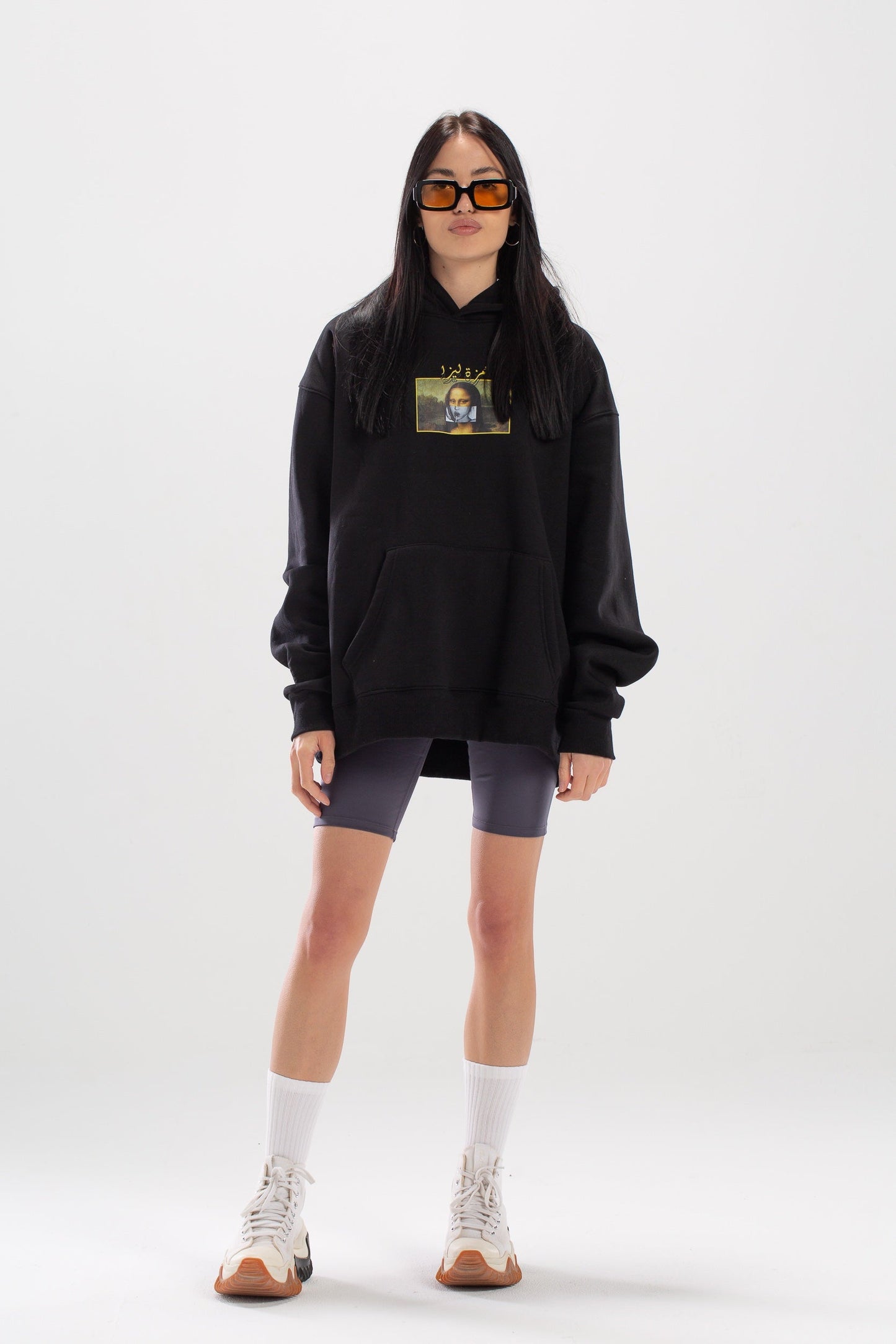 Moza lisa oversized black hoodie