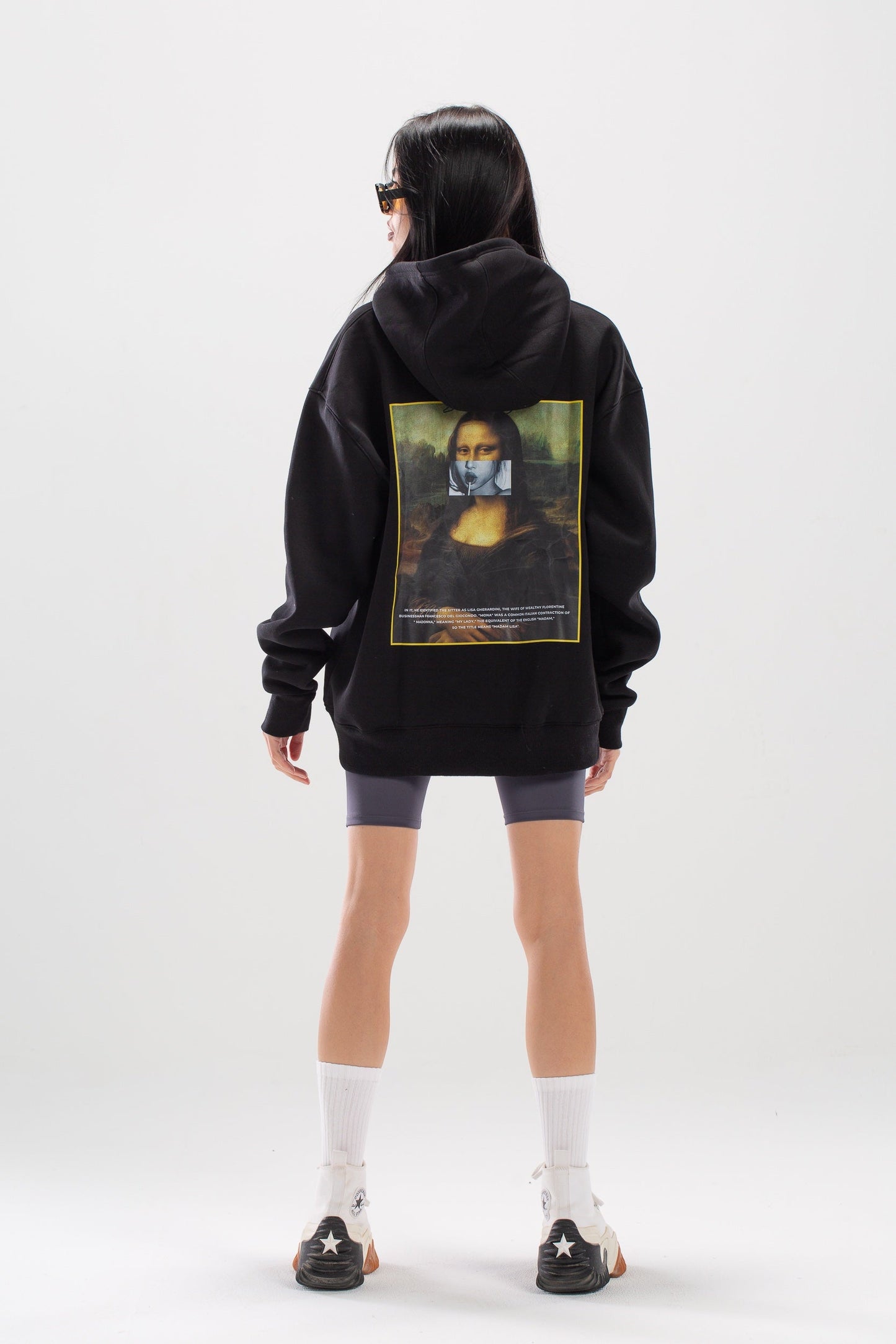 Moza lisa oversized black hoodie