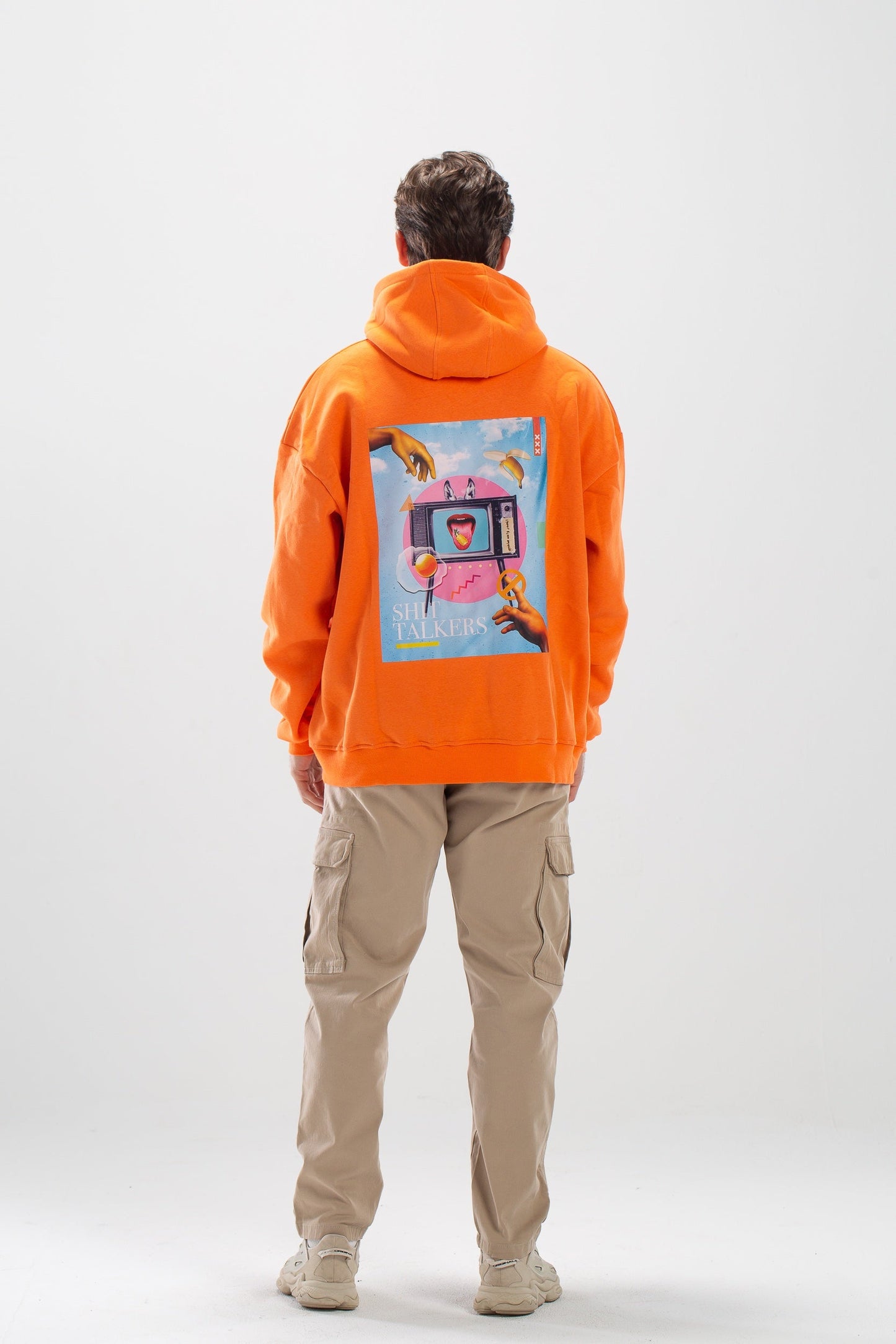 Shit talkers electric orange oversized hoodie