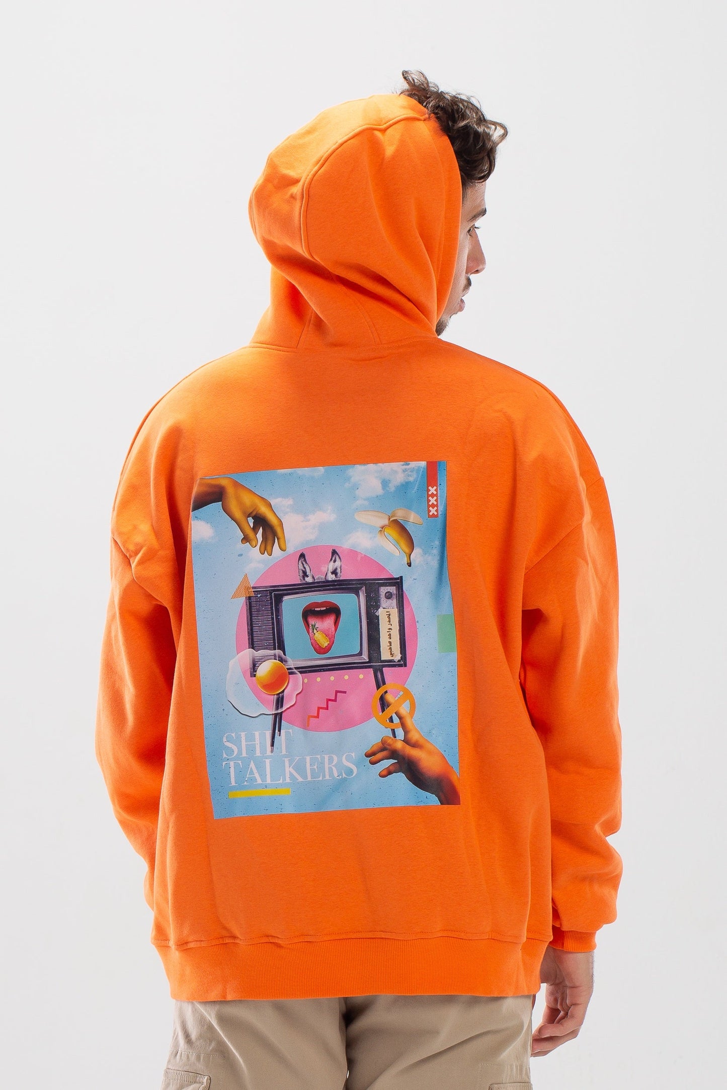 Shit talkers electric orange oversized hoodie