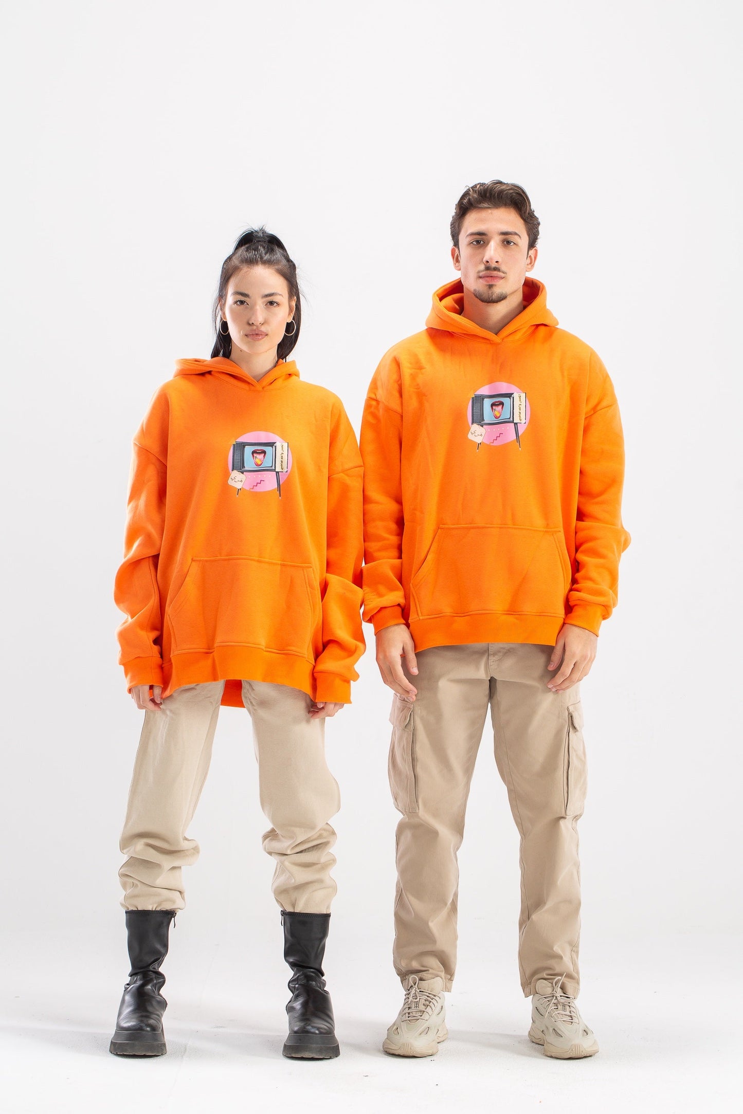 Shit talkers oversized electric orange hoodie