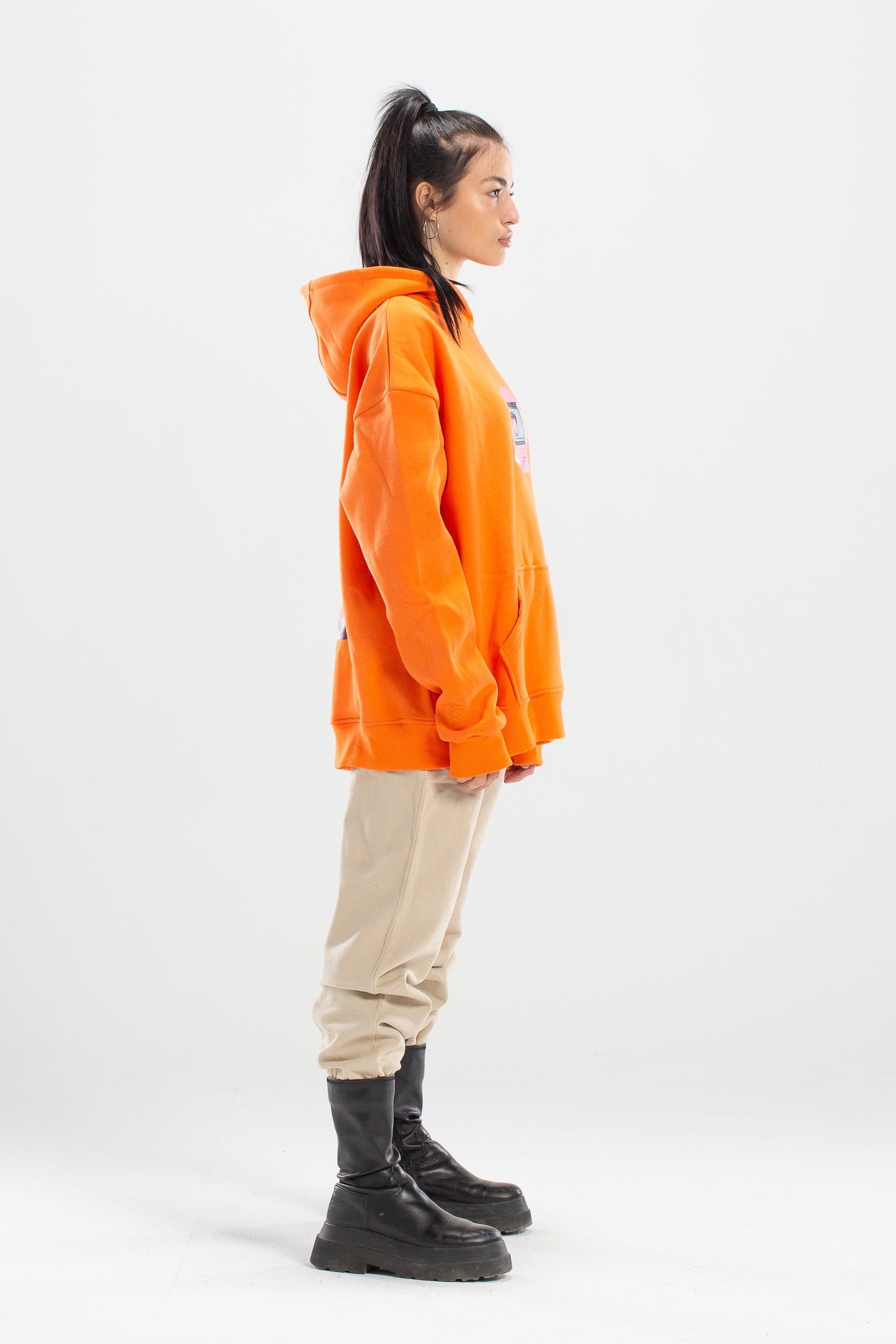 Shit talkers oversized electric orange hoodie